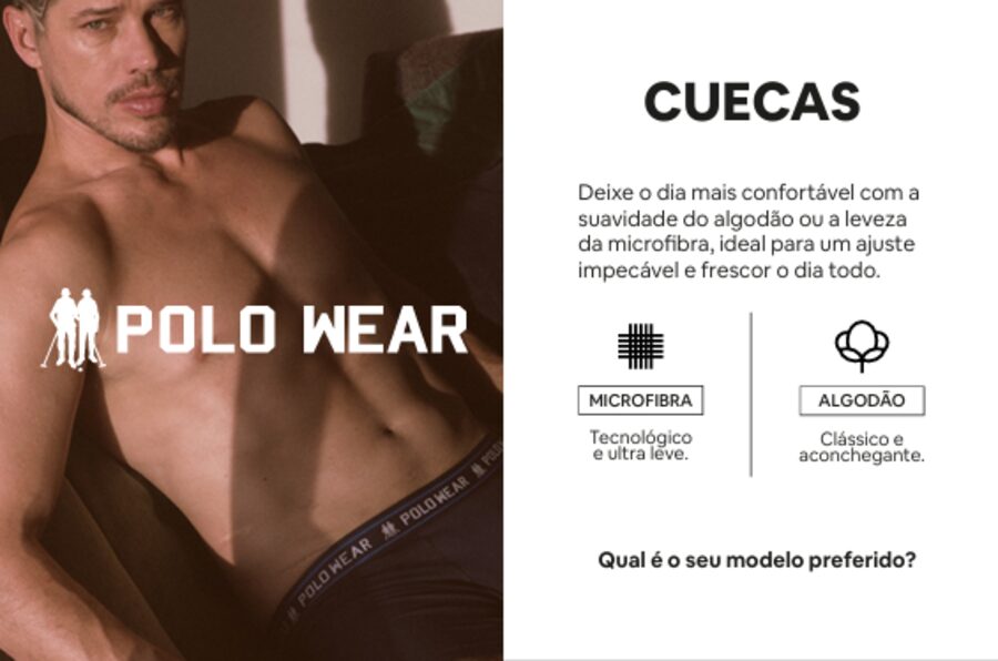 Cuecas Polo Wear, microfibra e algodão